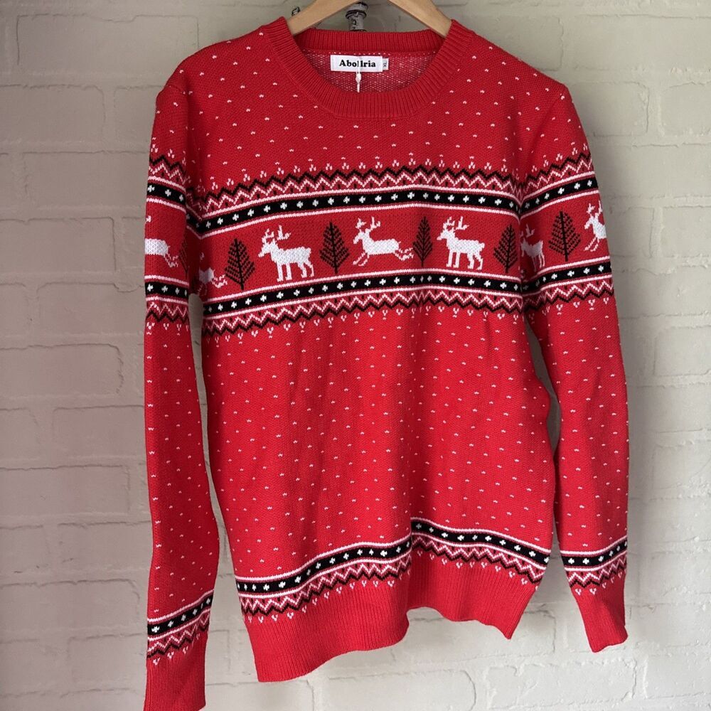 Reindeer Sweater Winter knit Christmas Soft Abollria Brand Xl NEW